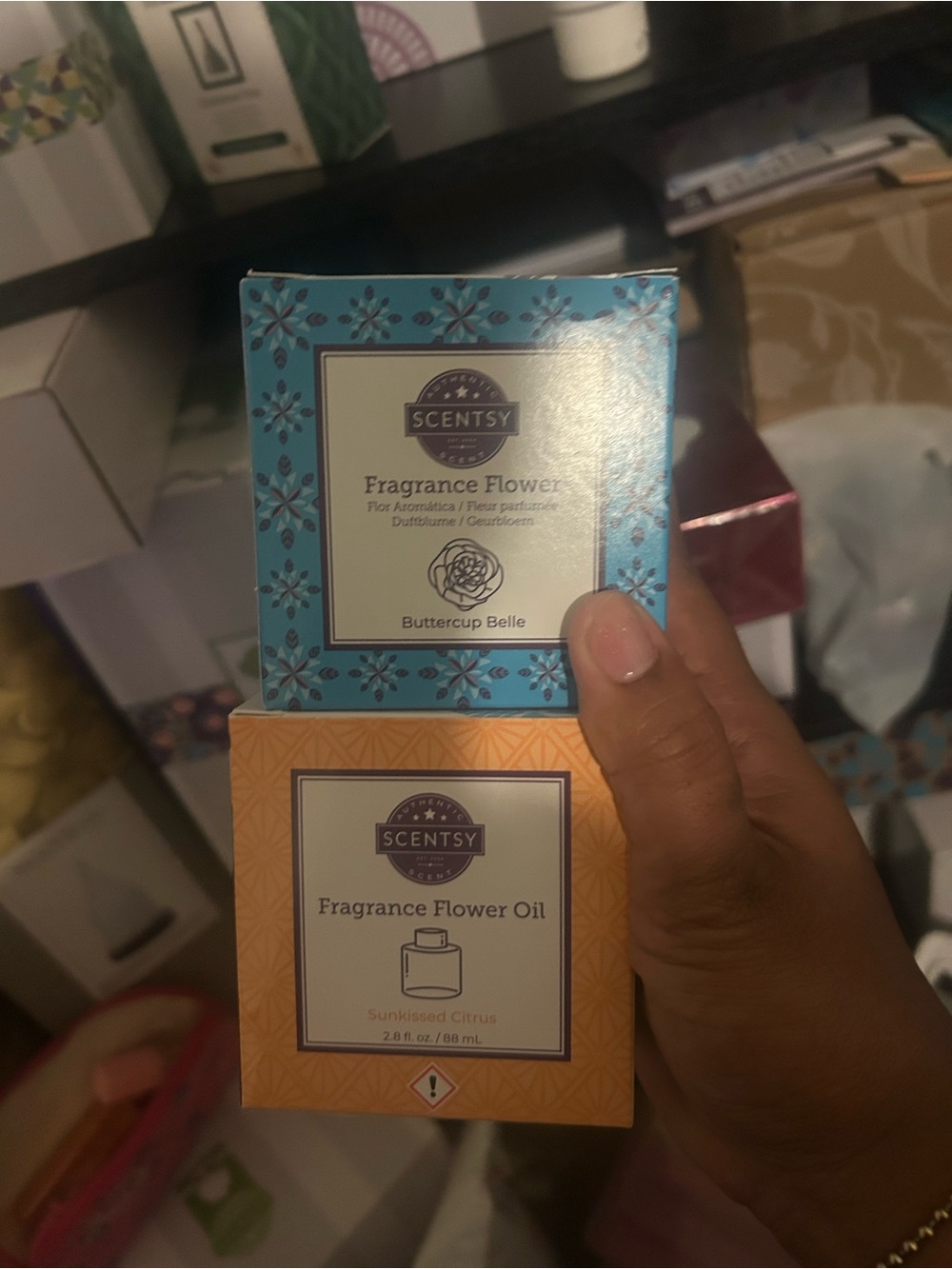 Scentsy Fragrance Flower & Oil Duo - Blue & Orange